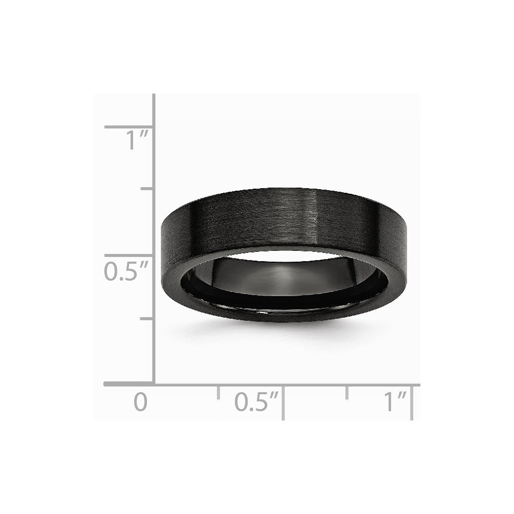 Chisel Black Ceramic Flat 6mm Brushed Wedding Band