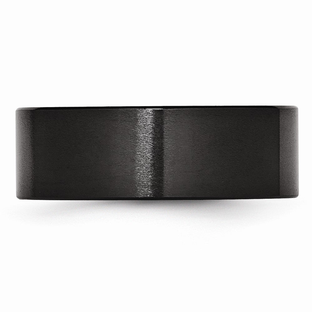 Chisel Black Ceramic Flat 8mm Brushed Wedding Band