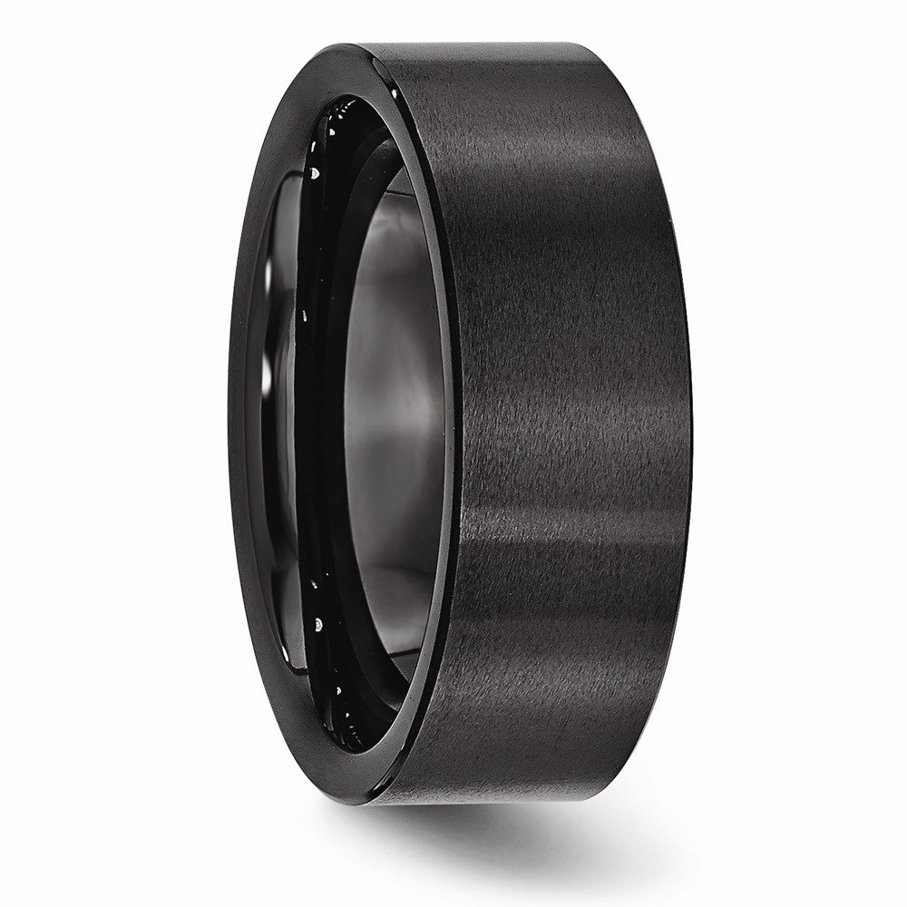 Chisel Black Ceramic Flat 8mm Brushed Wedding Band