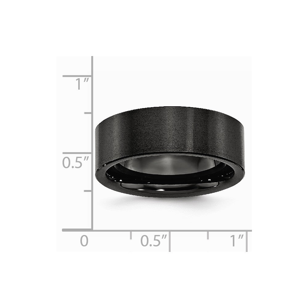 Chisel Black Ceramic Flat 8mm Brushed Wedding Band