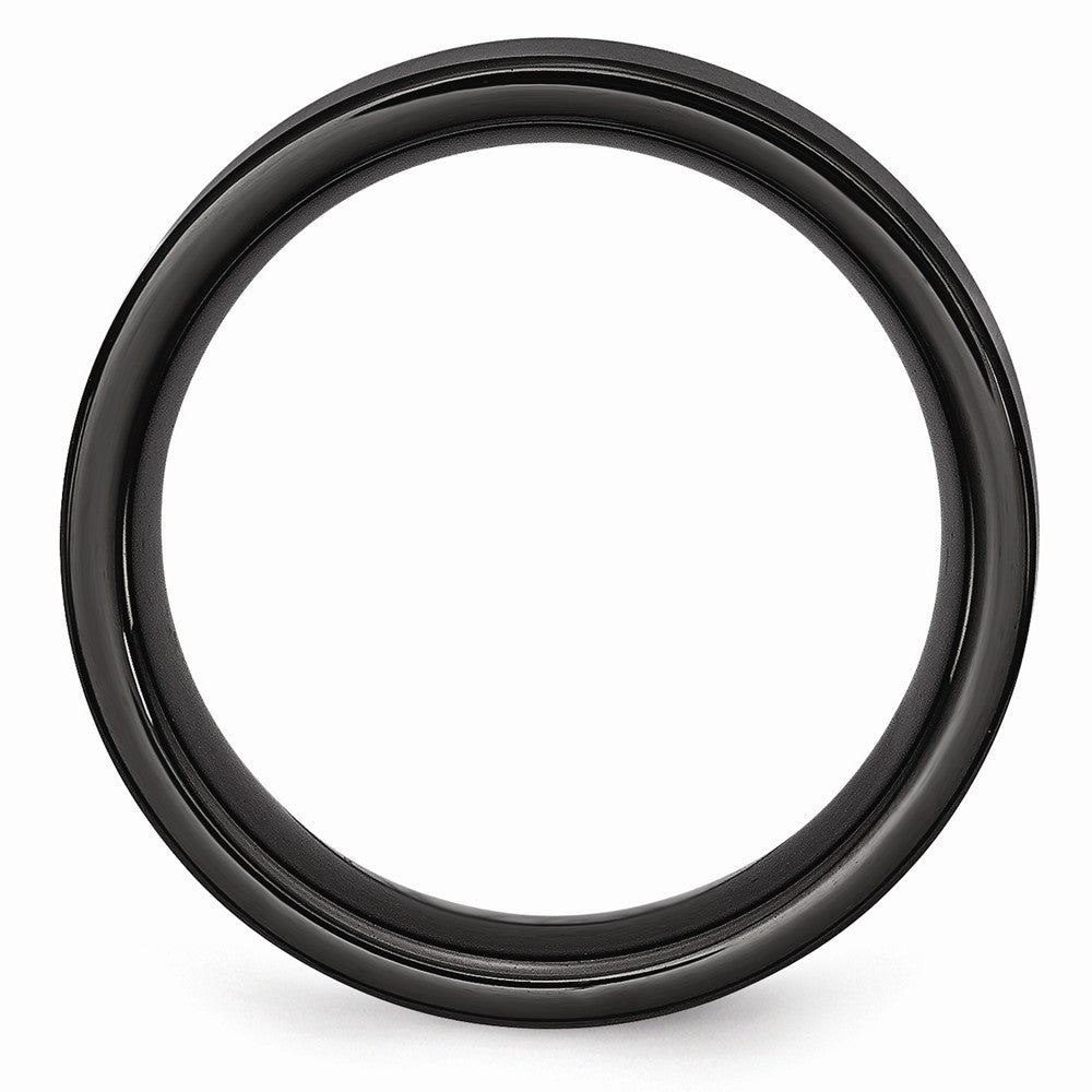 Chisel Black Ceramic Flat 8mm Brushed Wedding Band
