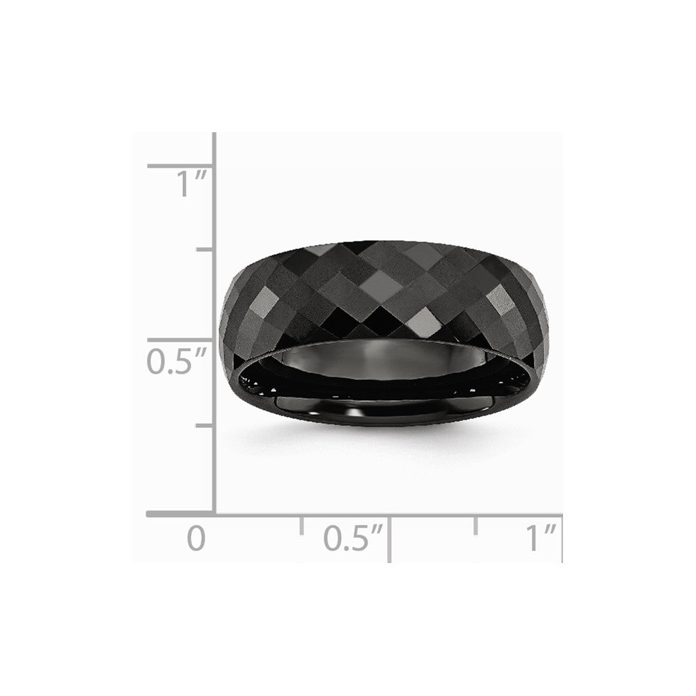Chisel Ceramic Black Faceted 7.5mm Polished Wedding Band