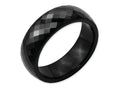 Chisel Ceramic Black Faceted 7.5mm Polished Wedding Band