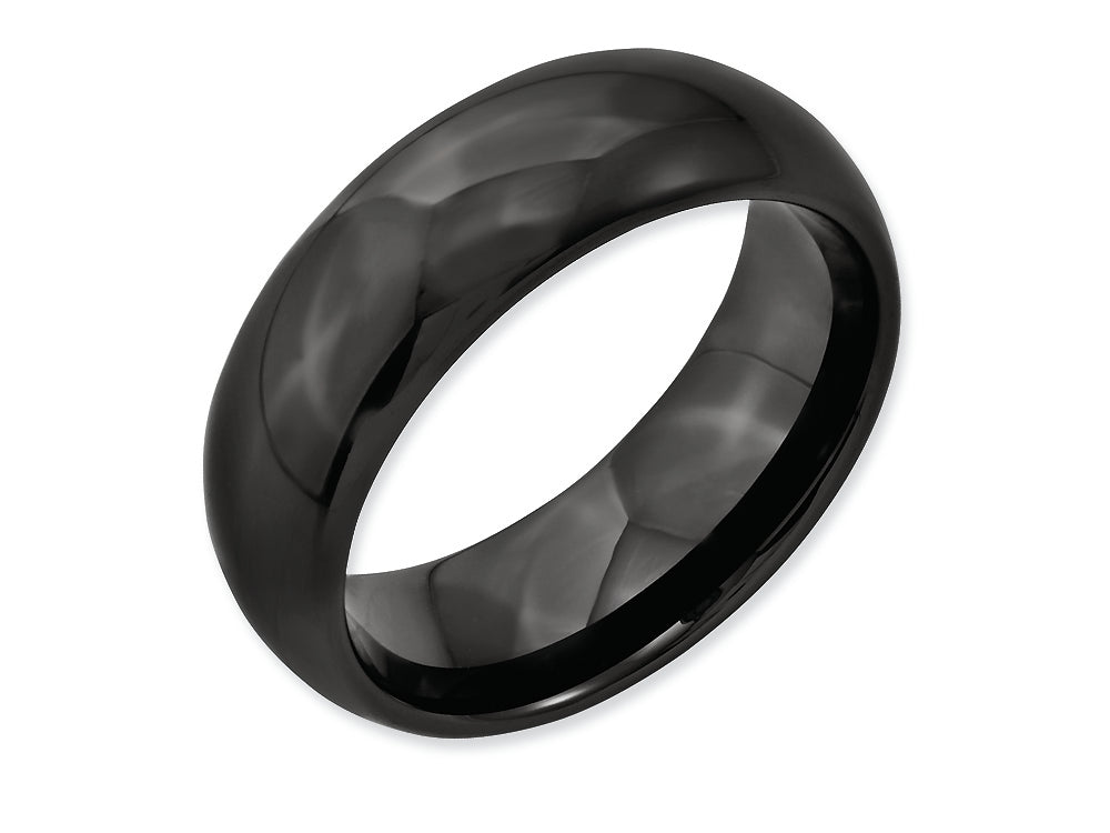 Chisel Black Ceramic 8mm Polished Wedding Band