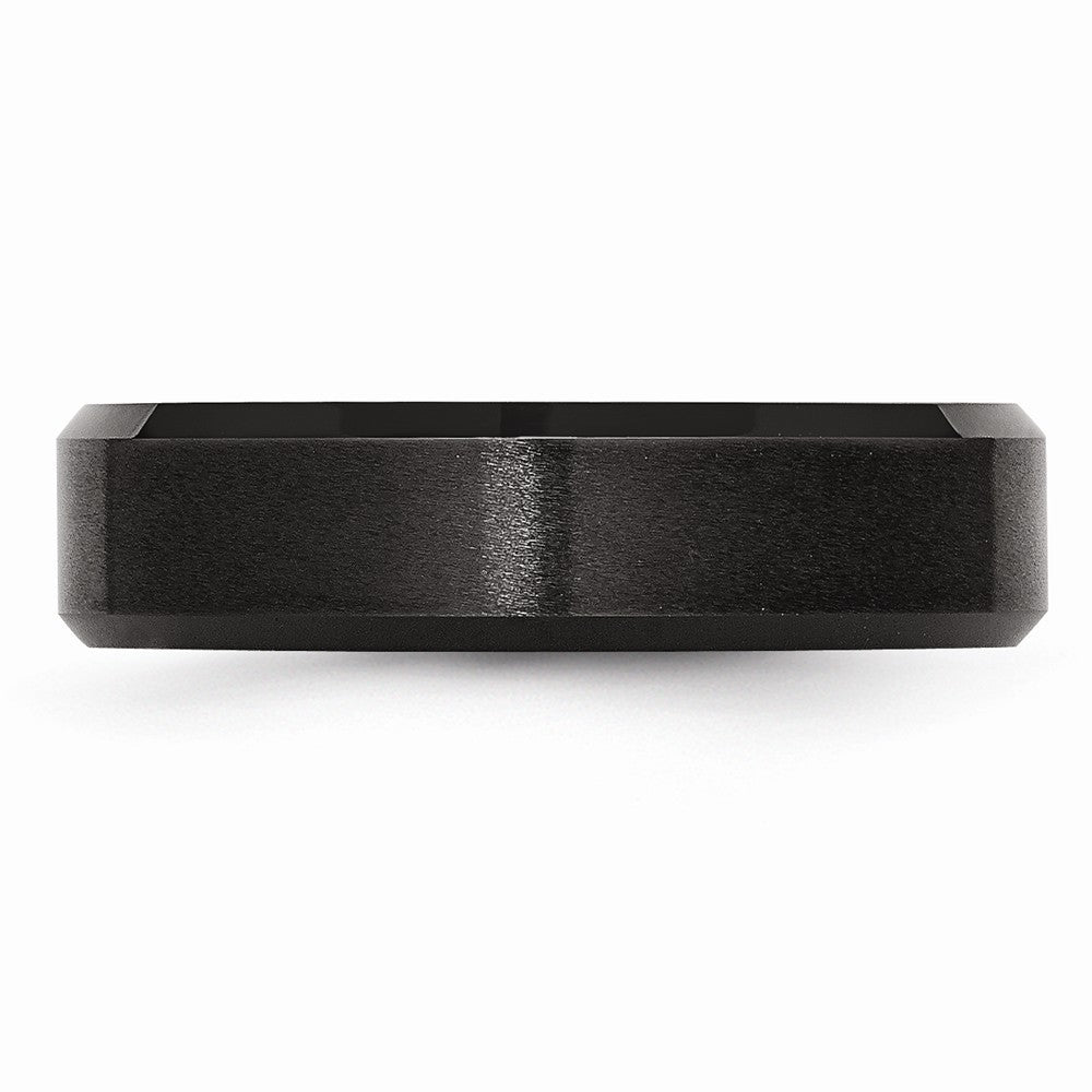 Chisel Black Ceramic Beveled Edge 6mm Brushed And Polished Wedding Band