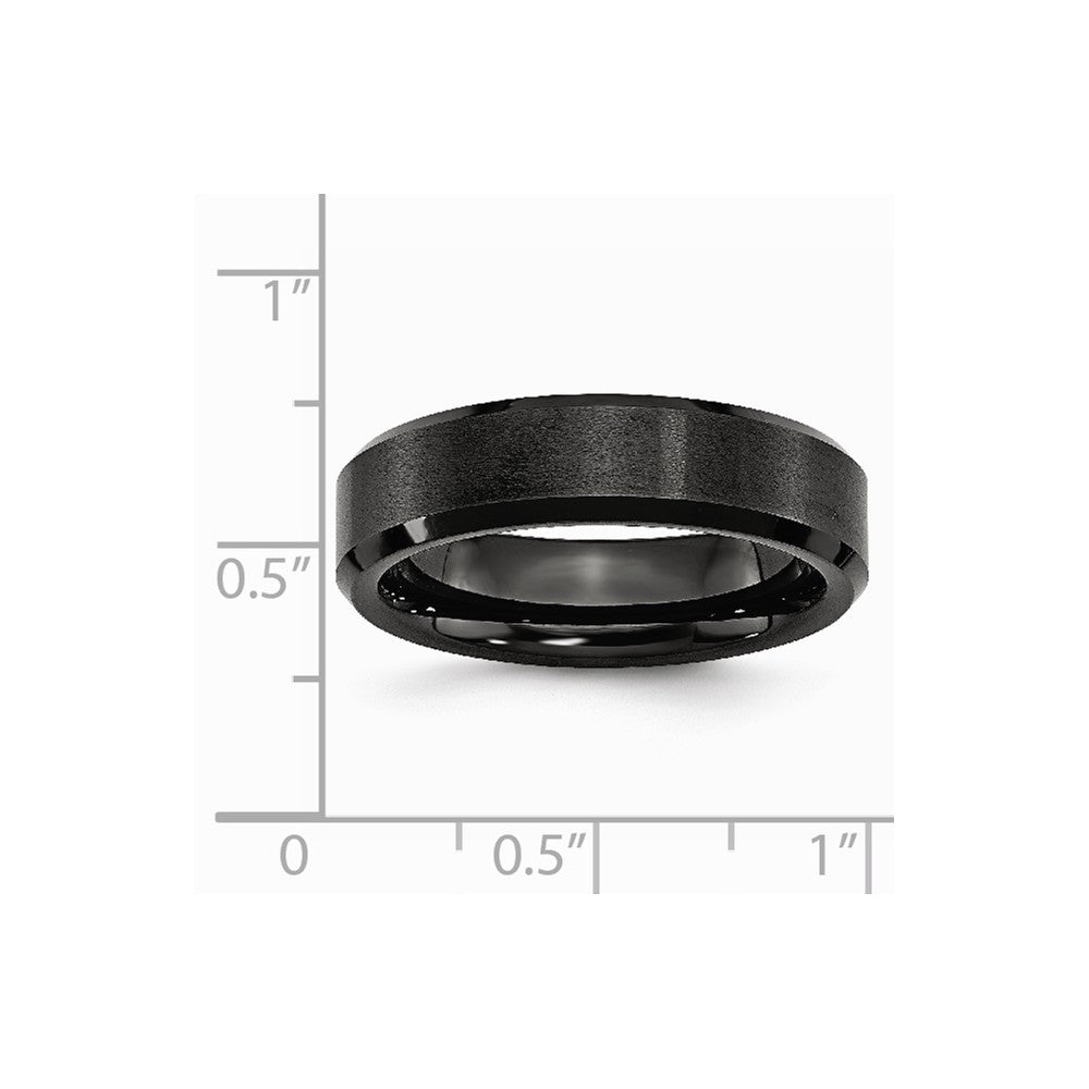 Chisel Black Ceramic Beveled Edge 6mm Brushed And Polished Wedding Band
