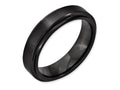 Chisel Black Ceramic Ridged Edge 6mm Brushed And Polished Wedding Band