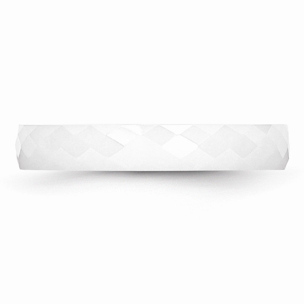 Chisel Ceramic White 4mm Faceted Polished Wedding Band