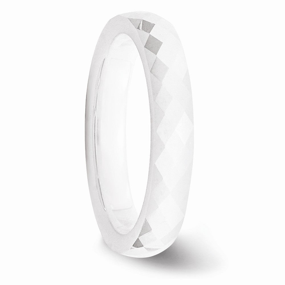Chisel Ceramic White 4mm Faceted Polished Wedding Band