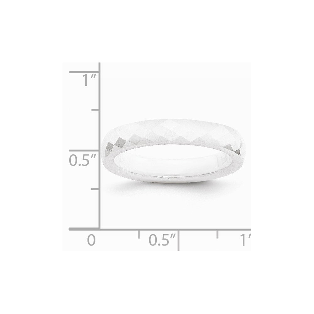 Chisel Ceramic White 4mm Faceted Polished Wedding Band