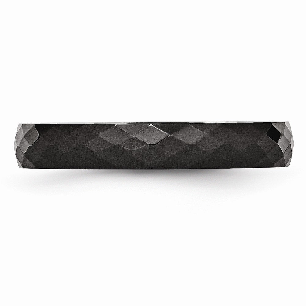 Chisel Ceramic Black 4mm Faceted Polished Wedding Band