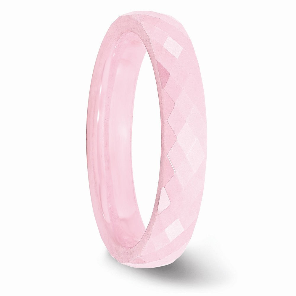 Chisel Ceramic Pink 4mm Faceted Polished Wedding Band