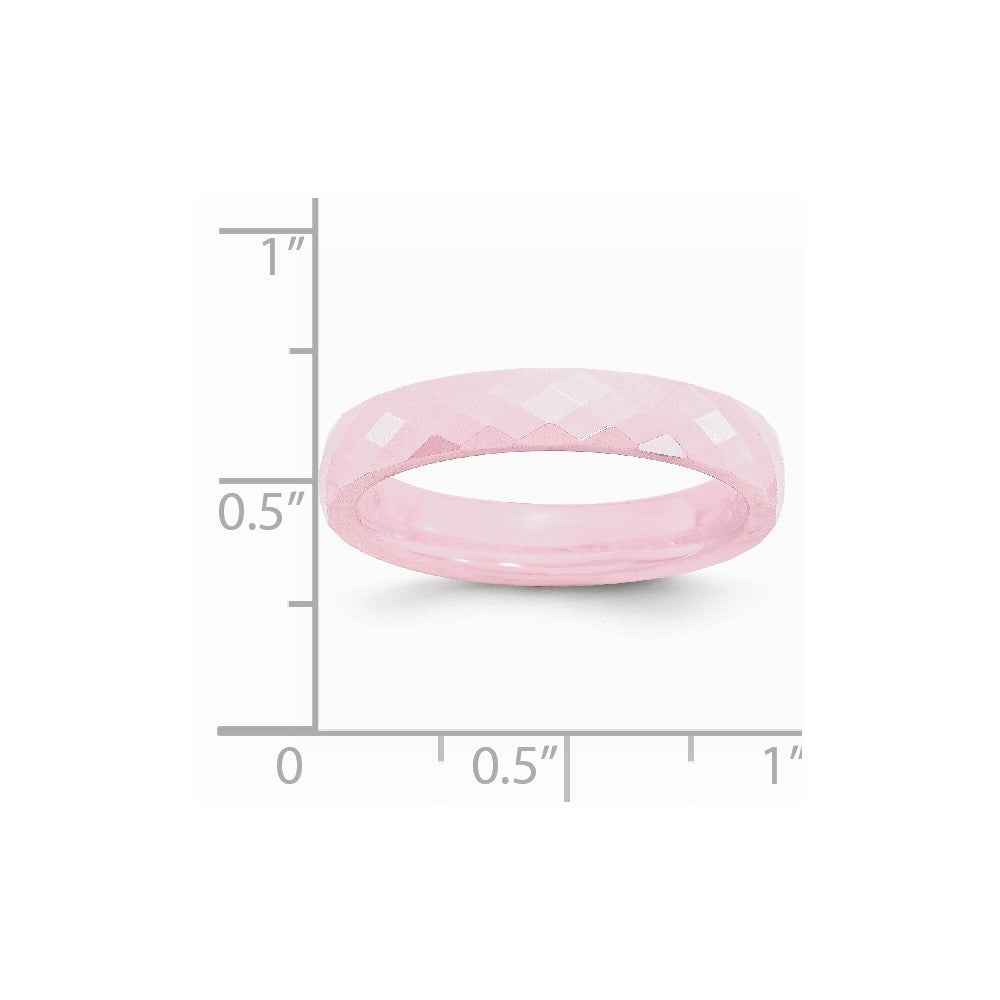 Chisel Ceramic Pink 4mm Faceted Polished Wedding Band