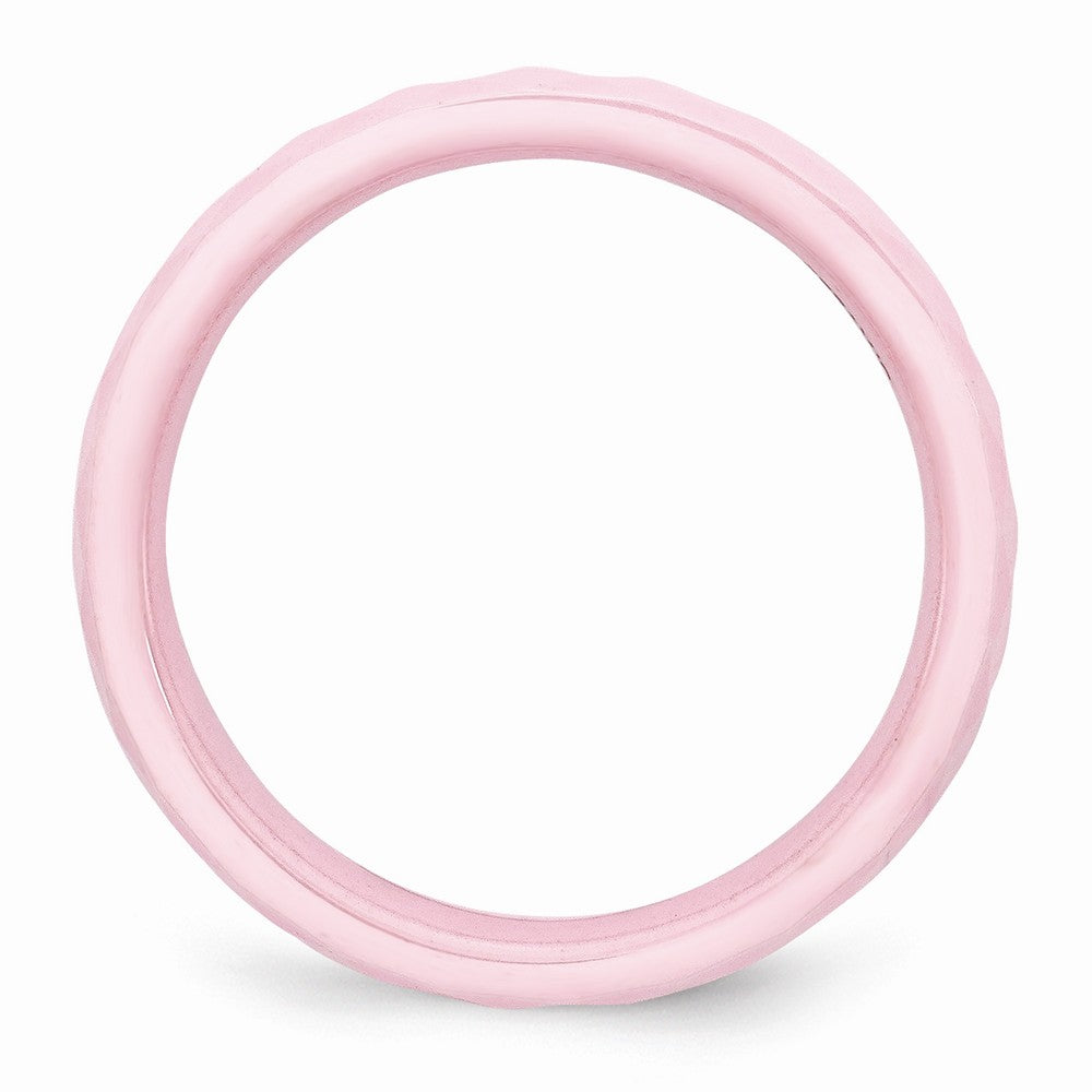 Chisel Ceramic Pink 4mm Faceted Polished Wedding Band