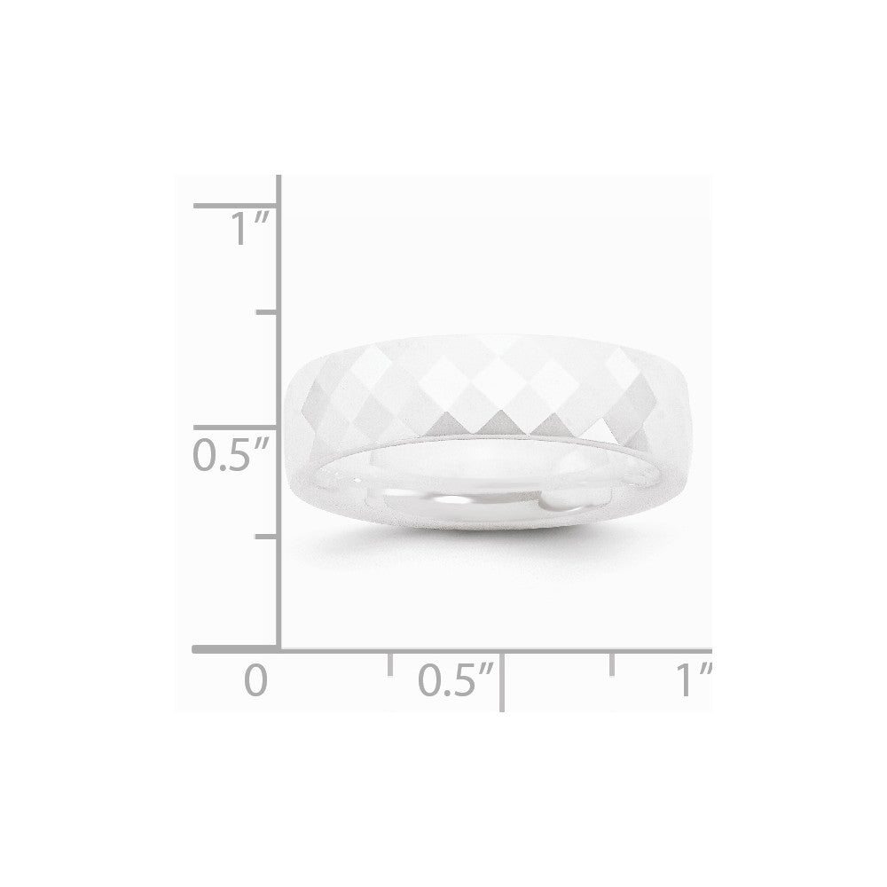 Chisel Ceramic White 6mm Faceted Polished Wedding Band