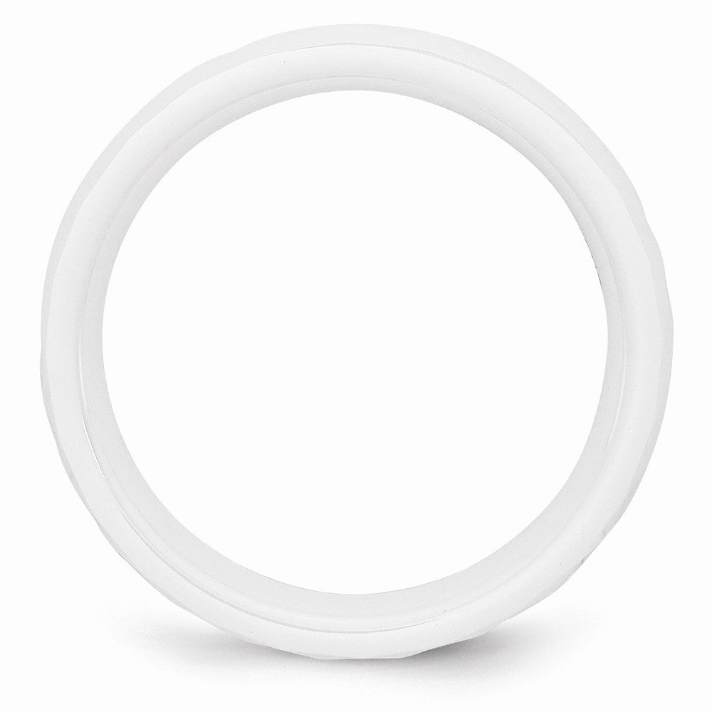 Chisel Ceramic White 6mm Faceted Polished Wedding Band