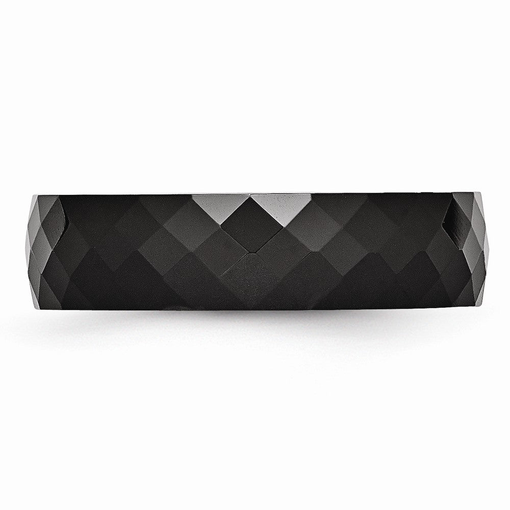 Chisel Ceramic Black 6mm Faceted Polished Wedding Band