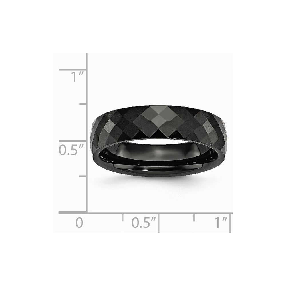 Chisel Ceramic Black 6mm Faceted Polished Wedding Band