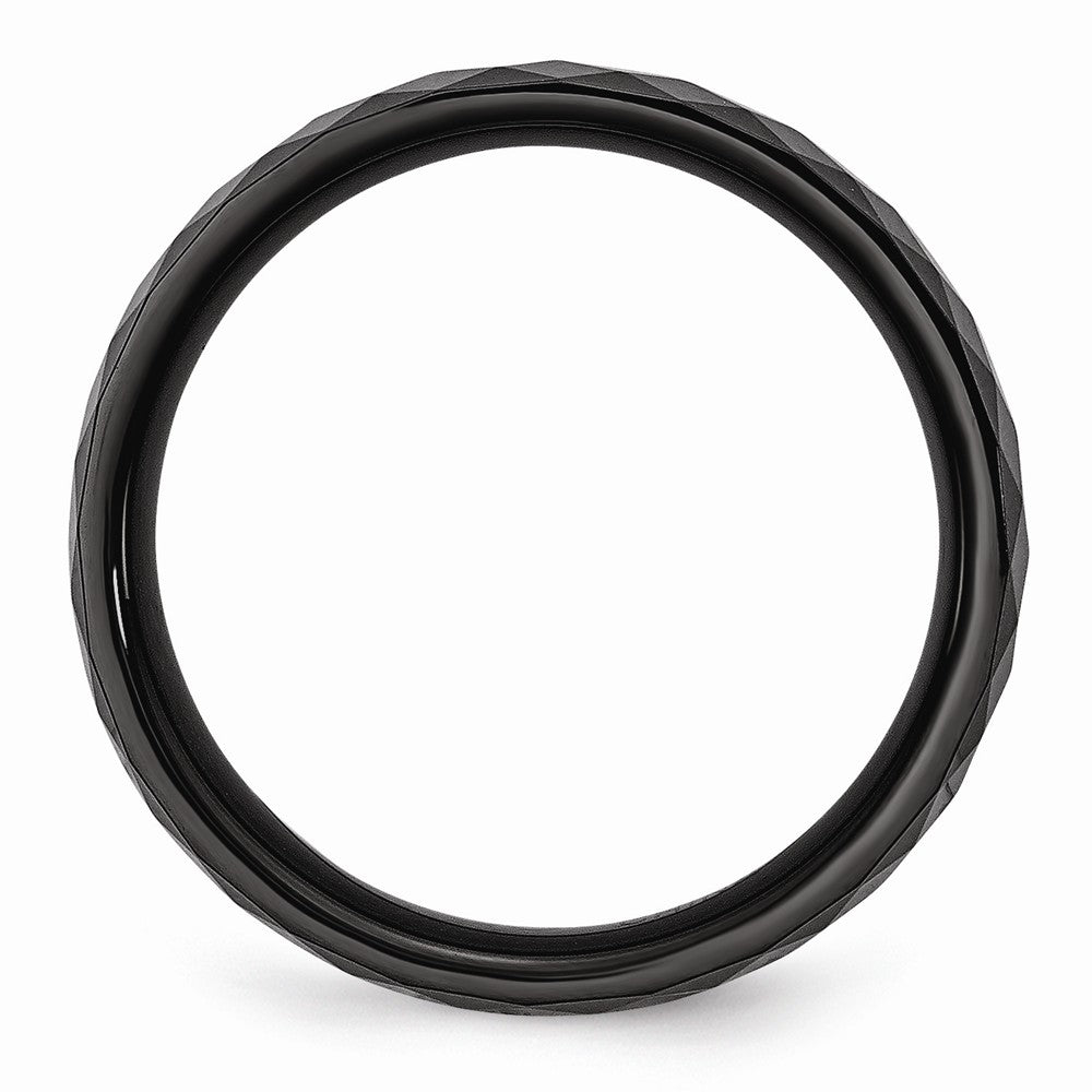 Chisel Ceramic Black 6mm Faceted Polished Wedding Band