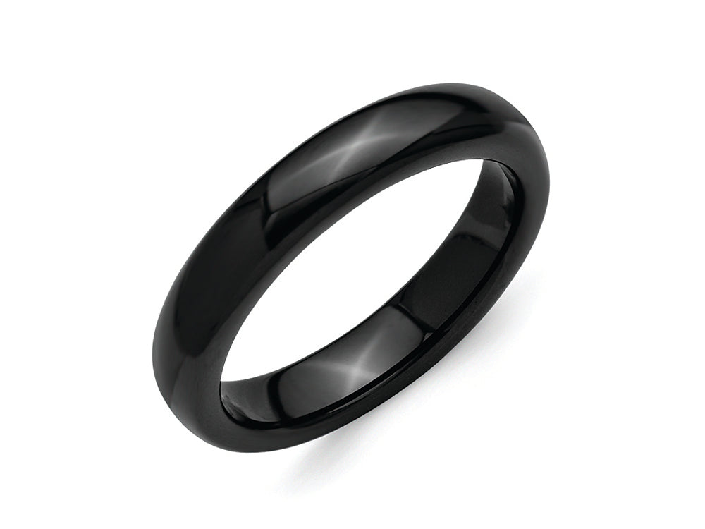 Chisel Ceramic Black 4mm Polished Wedding Band