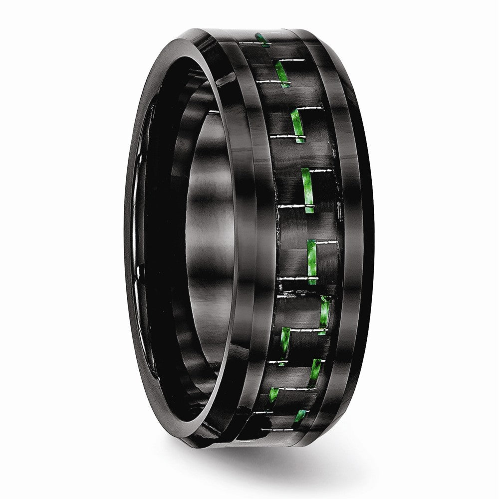 Chisel Ceramic Black With Green Carbon Fiber Beveled Edge Ring