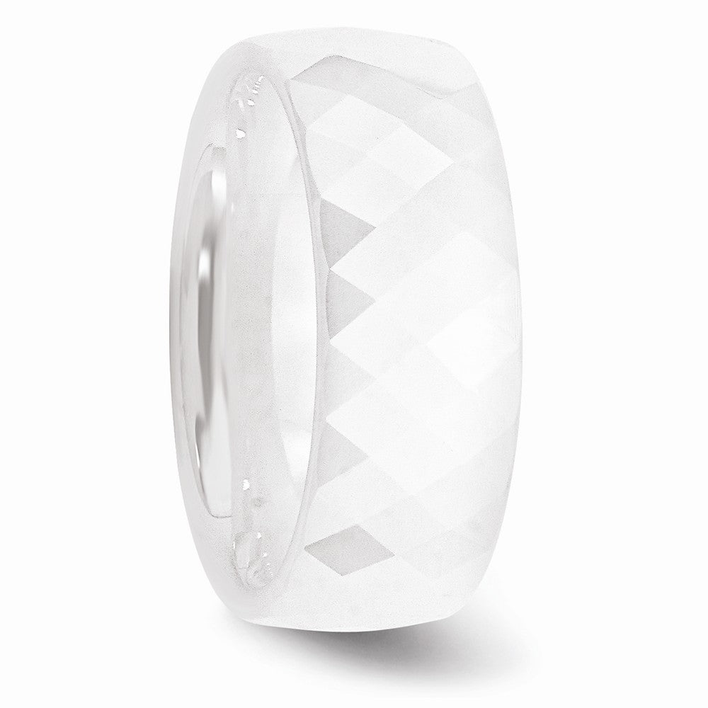 Chisel Ceramic White Faceted 8mm Polished Wedding Band