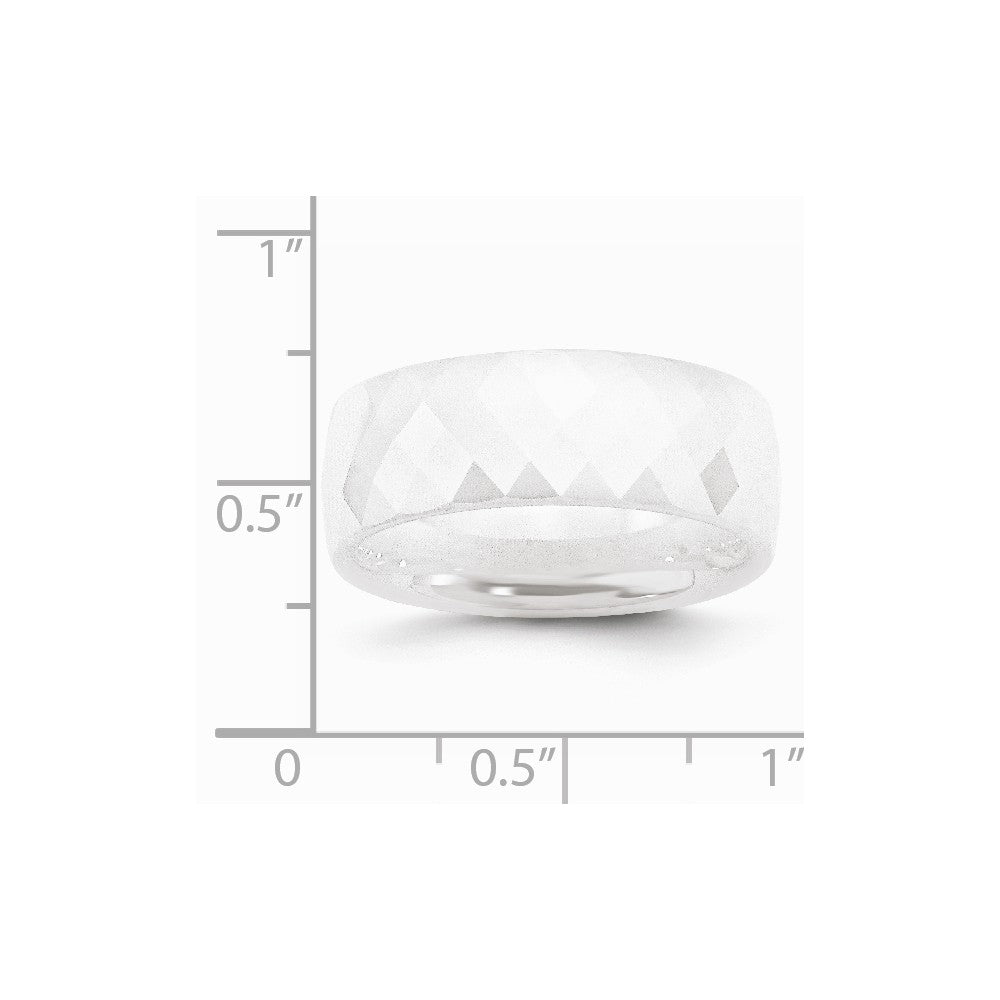 Chisel Ceramic White Faceted 8mm Polished Wedding Band