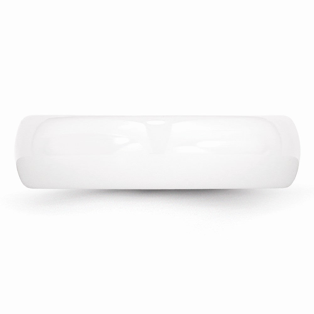 Chisel Ceramic White 6mm Polished Wedding Band