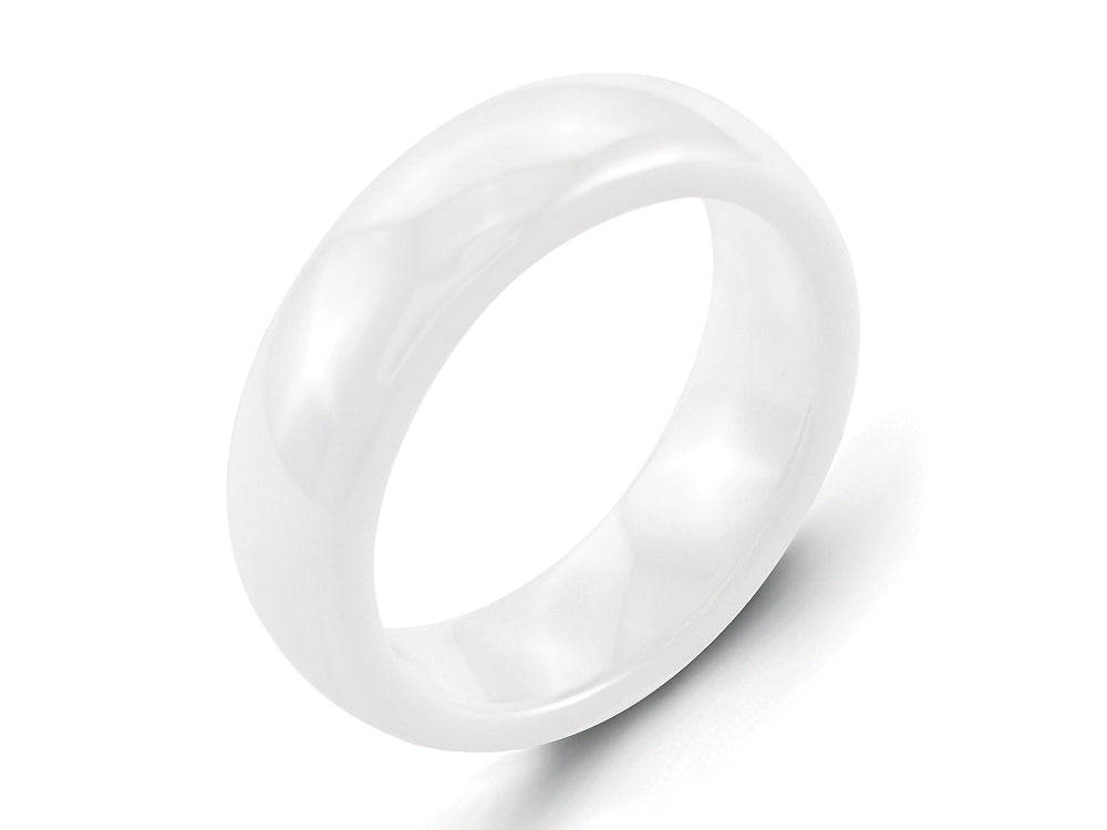 Chisel Ceramic White 6mm Polished Wedding Band