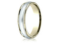Benchmark 14 kt Two Tone Goldd 4mm Comfort-fit High Polished Carved Design Wedding Band Ring With Milgrain