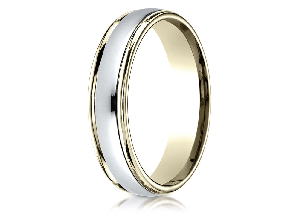 Benchmark 14k All Gold 4mm Comfort-fit High Polished Carved Design Wedding Band Ring