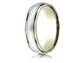 Benchmark 14 kt Two Tone Goldd 6mm Comfort-fit High Polished Carved Design Wedding Band Ring With Milgrain