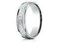 Benchmark 10k Gold 6mm Comfort-fit Hammered Center High Polish Round Edge Carved Design Wedding Band Ring