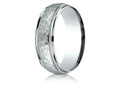 Benchmark 14k Gold 7mm Comfort-fit Hammered Center High Polish Round Edge Carved Design Wedding Band Ring