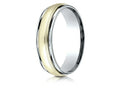 Benchmark 14 kt Two Tone Goldd 6mm Comfort-fit High Polished Carved Design Wedding Band Ring With Milgrain