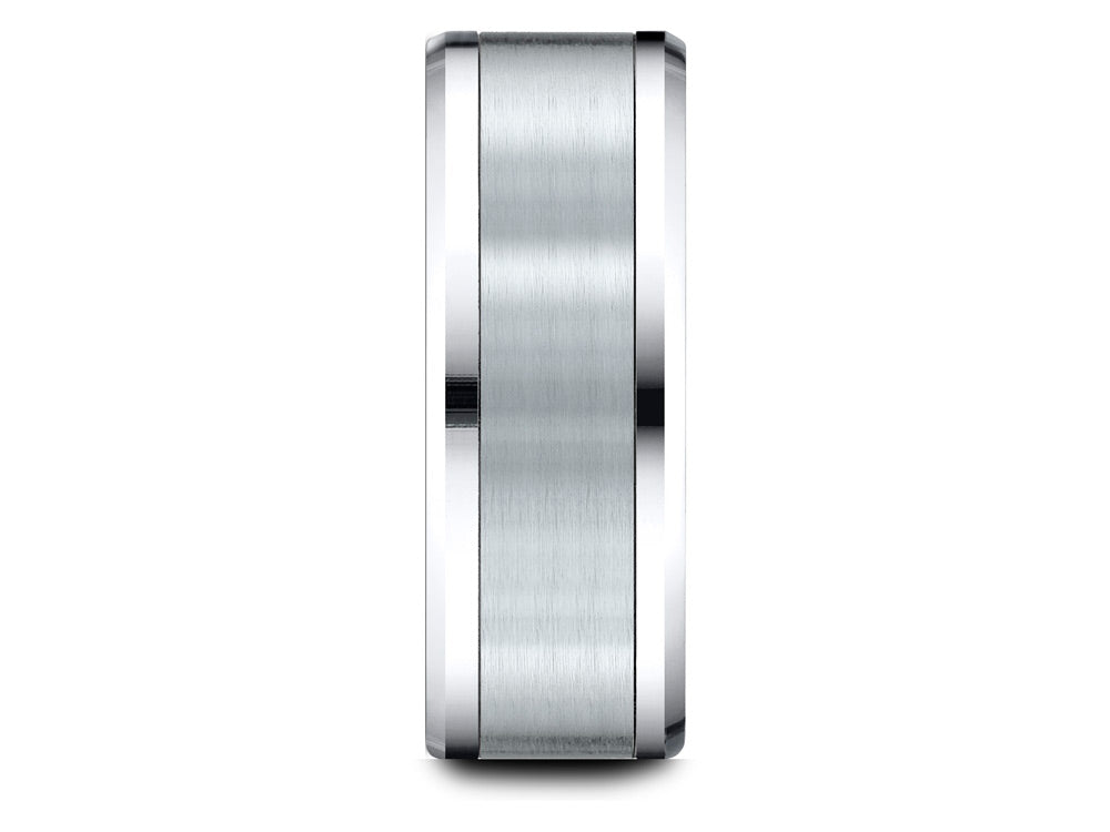 Benchmark 14 Karat Yellow Gold 8mm Comfort-fit Drop Bevel Satin Finish Design Wedding Band Ring