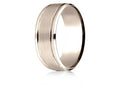 Benchmark 14 Karat Rose Gold 8mm Comfort-fit Drop Bevel Satin Finish Design Wedding Band Ring
