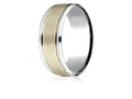Benchmark 14 kt Two Tone Goldd 8mm Comfort-fit Drop Bevel Satin Finish Design Wedding Band Ring