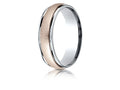 Benchmark 14 kt Two Tone Goldd 6mm Comfort-fit Wirebrush Finish Design Wedding Band Ring