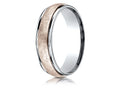 Benchmark 14 kt Two Tone Goldd 6mm Comfort-fit Swirl Finish Design Wedding Band Ring