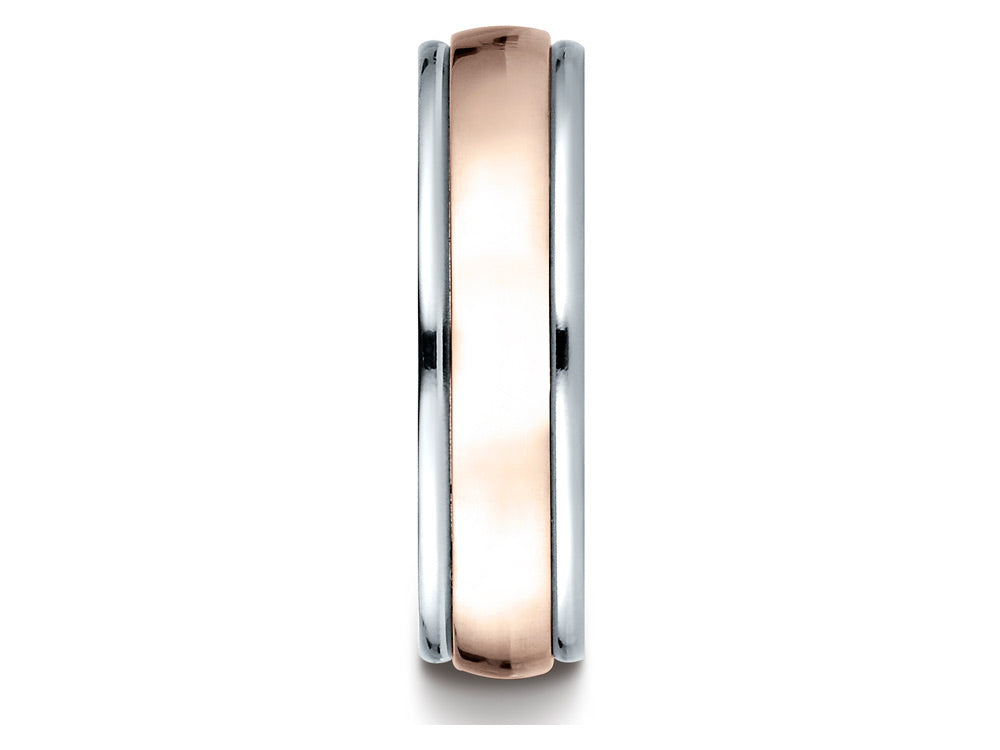 Benchmark 14 kt Two Tone Goldd 6mm Comfort-fit High Polished Carved Design Wedding Band Ring