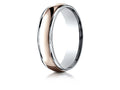 Benchmark 14 kt Two Tone Goldd 6mm Comfort-fit High Polished Carved Design Wedding Band Ring