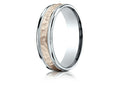Benchmark 14 kt Two Tone Goldd 6mm Comfort-fit Hammer Finish Design Wedding Band Ring