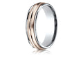 Benchmark 14 kt Two Tone Goldd 6mm Comfort-fit Satin Finish Center Cut Design Wedding Band Ring