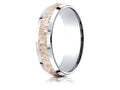 Benchmark 14 kt Two Tone Goldd 6mm Comfort-fit Hammer Finish Beveled Edge Design Wedding Band Ring
