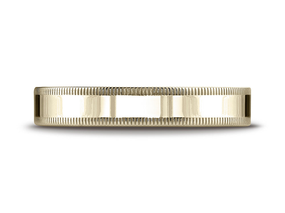 Benchmark 14k Gold 4mm Flat Comfort-fit Wedding Band / Ring With Milgrain