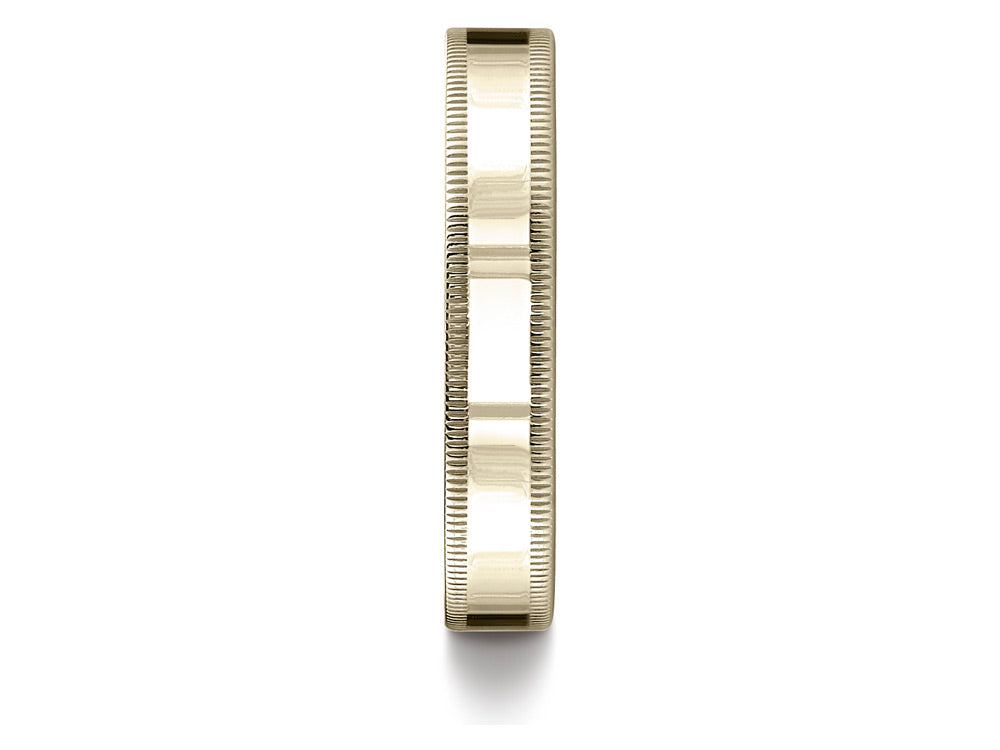 Benchmark 18k Gold 4mm Flat Comfort-fit Wedding Band / Ring With Milgrain