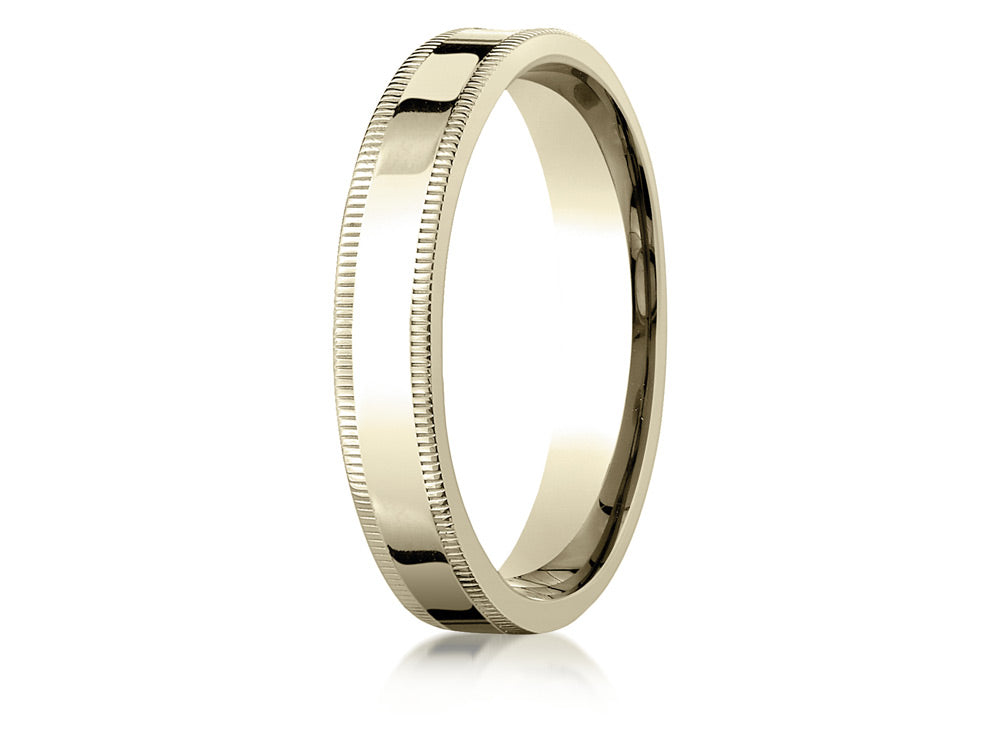 Benchmark 18k Gold 4mm Flat Comfort-fit Wedding Band / Ring With Milgrain