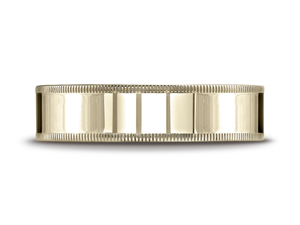 Benchmark 14k Gold 6mm Flat Comfort-fit Wedding Band / Ring With Milgrain