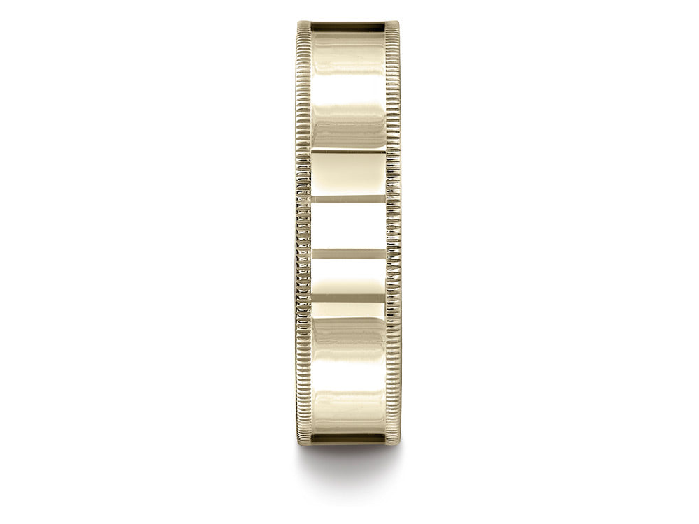 Benchmark 14k Gold 6mm Flat Comfort-fit Wedding Band / Ring With Milgrain